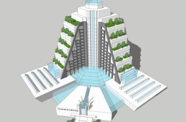 Modern High-Rise Trapezoidal Hotel Model in SketchUp-BIM WORLD