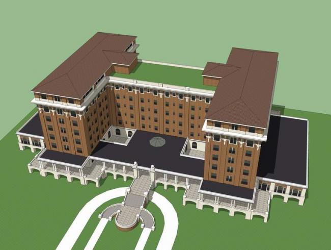 SketchUp Model of Cape May Hotel, New Jersey | Multi-Story European Classical Style with Work Plans