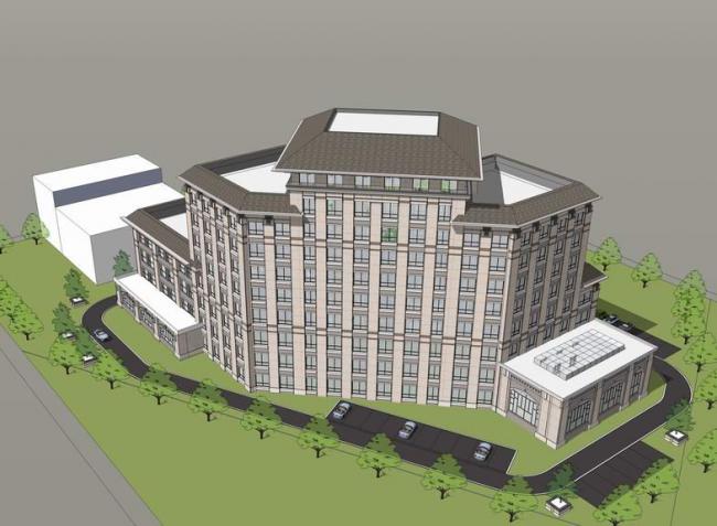 SketchUp Hotel Model: Neoclassical V-Shaped Yan Zhao Xi Mansion in Grassland Style