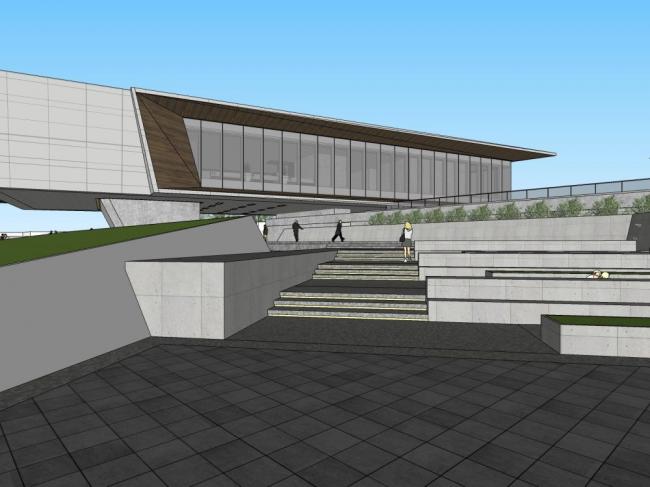 SketchUp Business Model: Multi-Story Sales Center and Modern Commercial Building Design