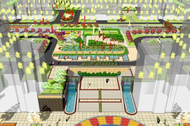 Modern Community Entrance Landscape Design | SketchUp Model Showcase