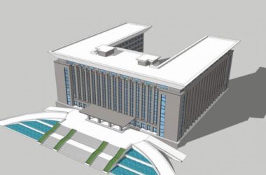 Modern Multi-Story Government Office Building with U-Shaped Design | SketchUp Model-BIM WORLD