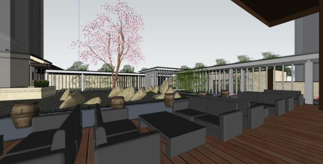 SketchUp Business Model: Modern Multi-Story Clubhouse and Commercial Building Design