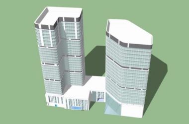 Modern High-Rise Hotel and Office Building Model in SketchUp-BIM WORLD