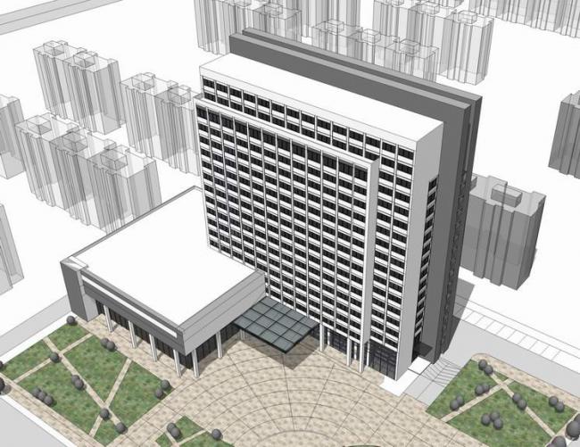 Modern High-Rise Hotel Model in SketchUp