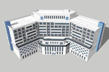 Modern Multi-Story U-Shaped Hotel Model in SketchUp-BIM WORLD