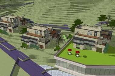 Modern Multi-Story Mountain Hotel and Villa Model in SketchUp-BIM WORLD