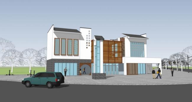 SketchUp Business Model: Multi-Story Clubhouse and Commercial Building in Contemporary Chinese Style