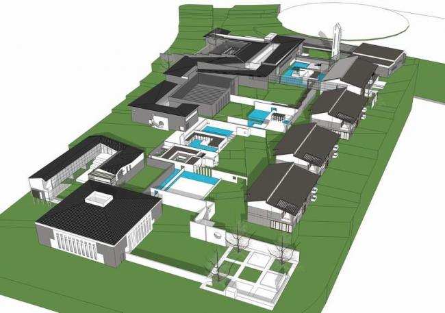 SketchUp Office Model: Small Low-Rise Office Building in New Chinese Style for Research Parks