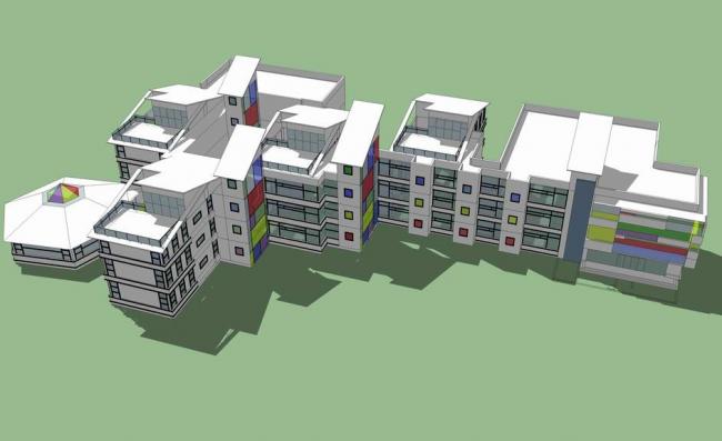 Modern Multi-Story Educational Building Design: School, Kindergarten, and Teaching Facilities in SketchUp