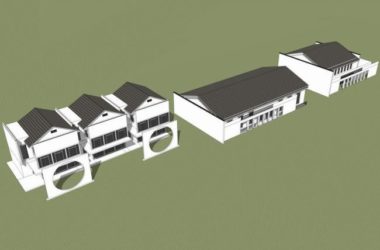 SketchUp Business Model: Multi-Story Commercial Building with Tourist Service Center and Modern Chinese Design-BIM WORLD