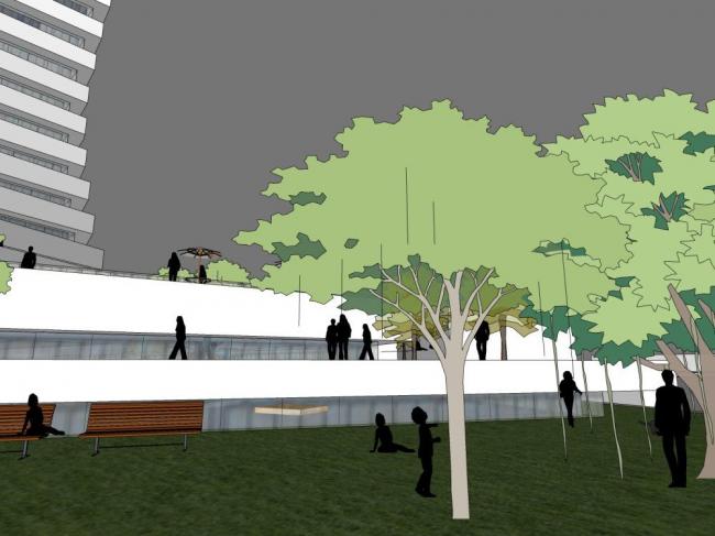 Modern Multi-Story High-Rise Mixed-Use Complex with Commercial Podium and Office Spaces in SketchUp