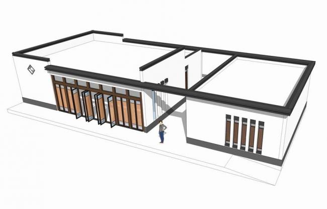 SketchUp Model: Chinese-Style Property with Management Office and Park Pavilion