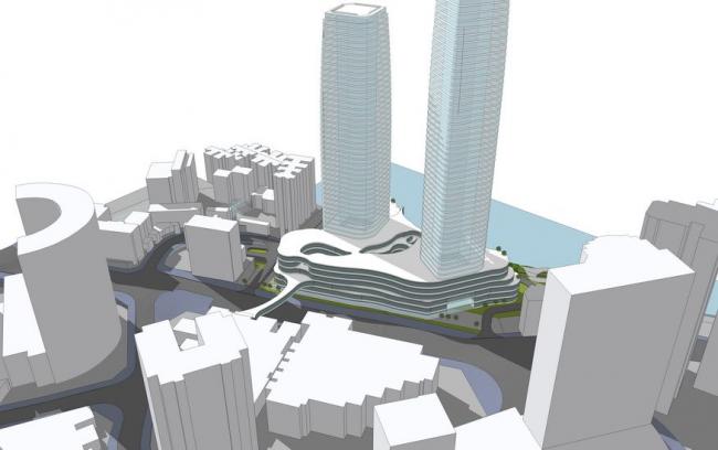 SketchUp Complex Model: Modern High-Rise Commercial Street with Office and Hotel Spaces
