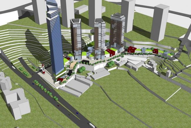 SketchUp Complex Model: Modern Super High-Rise with Commercial Podium, Office Hotel, and Apartments