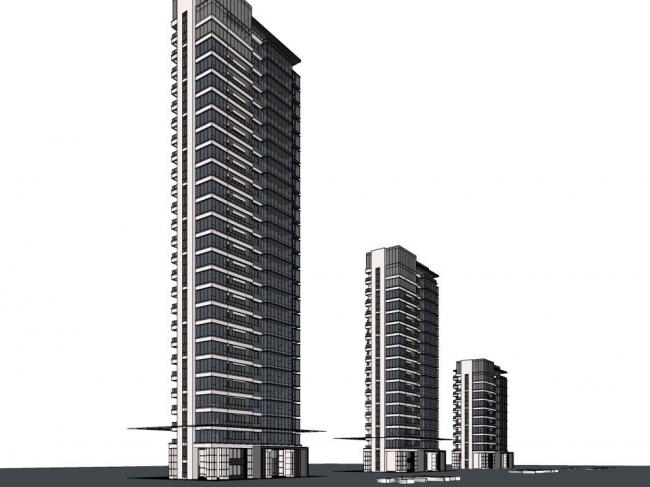 Modern High-Rise Residential Buildings in SketchUp: Contemporary Design Models