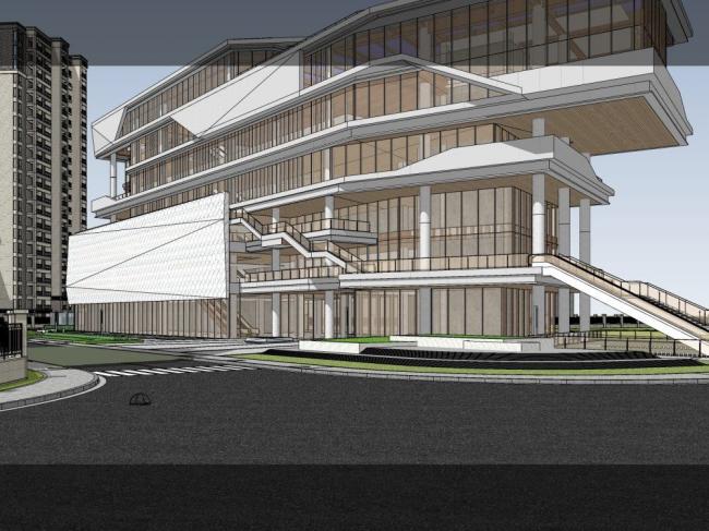Modern Multi-Story Community Activity Center | SketchUp Cultural Architecture Model