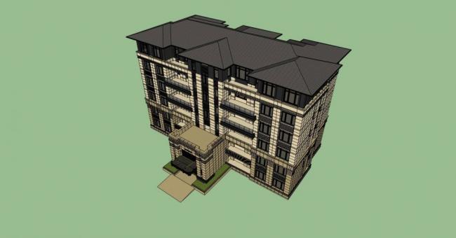 Neoclassical Multi-Story Garden House Residential Model in SketchUp