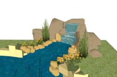 SketchUp Landscape Model: Modern Rockery, Sculptures, Waterfalls, and Stone Materials-BIM WORLD