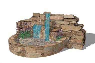 SketchUp Landscape Model Featuring Rockery, Sculptures, Waterfalls, and Modern Stone Materials-BIM WORLD