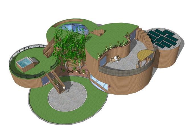 Modern Courtyard and Roof Garden Landscape Model in SketchUp