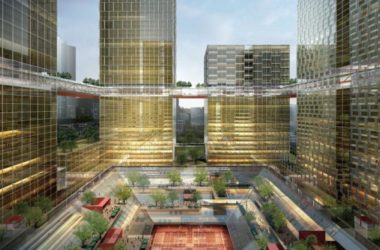 SketchUp Complex Model: Modern Super High-Rise Commercial Tower with Office, Hotel, and Retail Podium-BIM WORLD