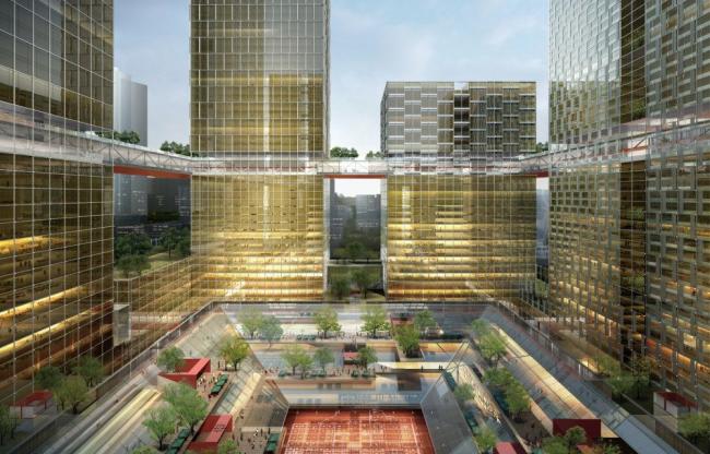 SketchUp Complex Model: Modern Super High-Rise Commercial Tower with Office, Hotel, and Retail Podium