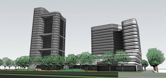 Modern High-Rise Hotel and Office Model in SketchUp