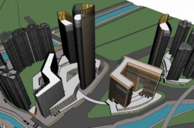 SketchUp Complex Model: Modern Super High-Rise Commercial Tower with Hotel, Offices, Shopping Mall, and Podium-BIM WORLD