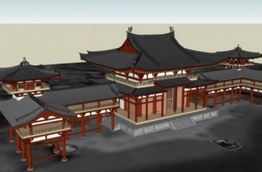 SketchUp Model of Multi-Story Ancient Chinese Architecture with Landscape, Pavilion, Entrance, and Corridor-BIM WORLD