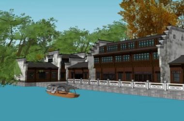 SketchUp Business Model: Multi-Story Commercial Ancient Street in Huizhou Chinese Style-BIM WORLD