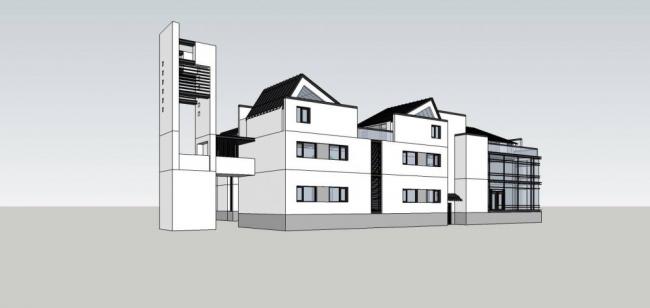 SketchUp Business Model: Multi-Story Clubhouse and Commercial Building in Contemporary Chinese Style