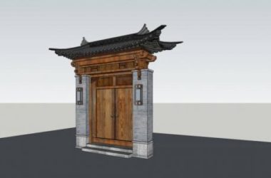 SketchUp Material Model: Chinese-Style Door Head for Architectural and Landscape Design-BIM WORLD