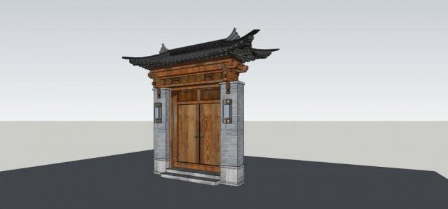 SketchUp Material Model: Chinese-Style Door Head for Architectural and Landscape Design