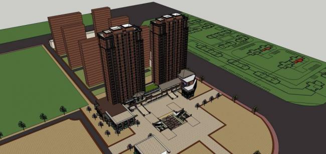 SketchUp Residential Models: High-Rise Buildings with Commercial Spaces in Neoclassical Style