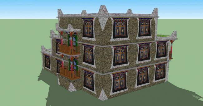 SketchUp Residential Models: Multi-Story Homes, Tibetan-Style Residences, and Modern Residential Buildings