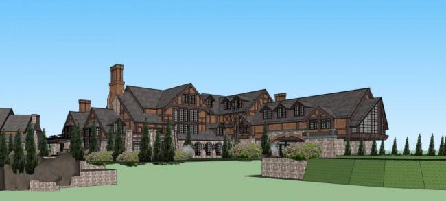 SketchUp Multi-Story British Castle-Style Resort Hotel Model | Classic Star-Rated Design