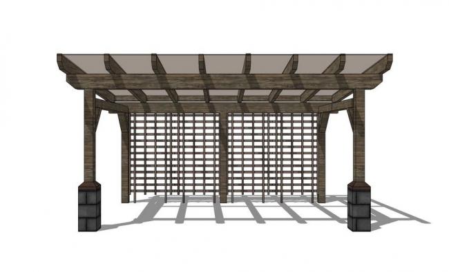 SketchUp Material Model: New Chinese-Style Corridor and Landscape Components