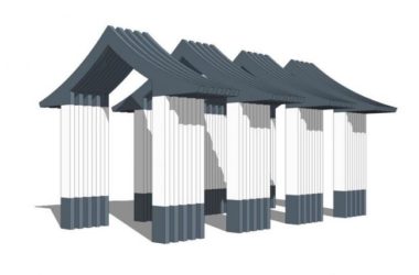 SketchUp Material Models: New Chinese-Style Corridor and Landscape Components-BIM WORLD