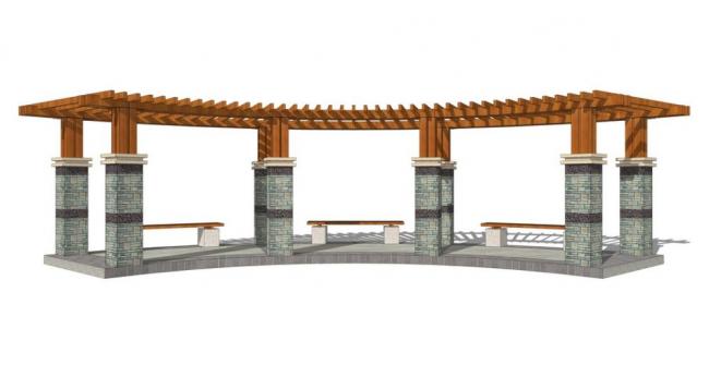 SketchUp Material Model: New Chinese-Style Corridor and Landscape Components
