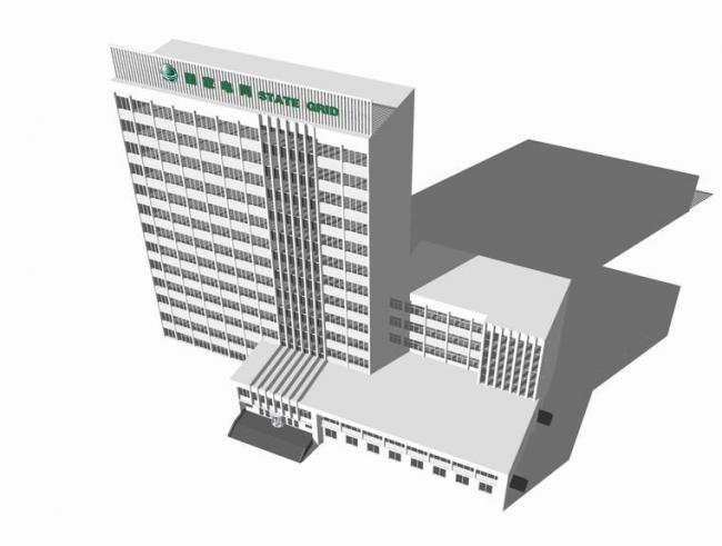 Modern High-Rise Office Building Model in SketchUp