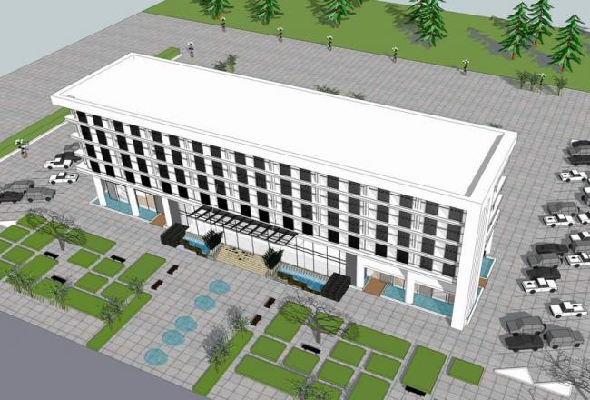 Modern Multi-Story Township Office Building Model in SketchUp