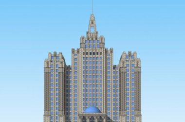 SketchUp Model of a High-Rise Office Building in Art Deco European Style-BIM WORLD