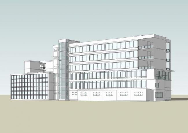 Modern Multi-Story Office Building Model in SketchUp