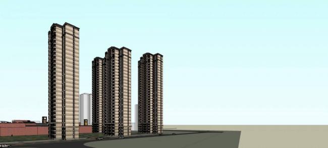SketchUp Residential Model: Modern European-Style High-Rise Community with Commercial Podium and Shopping Mall