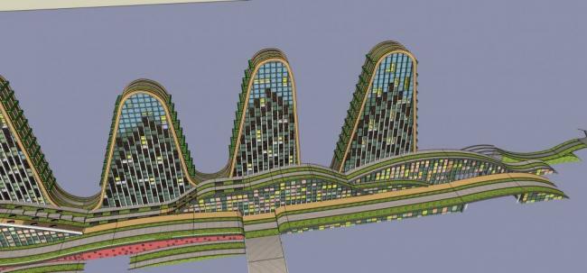 Modern High-Rise Office and Commercial Complex with Ecological Design and Unique Architecture