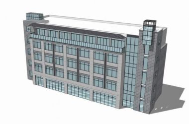 SketchUp Multi-Story Small Office Building in Modern Chinese Style-BIM WORLD