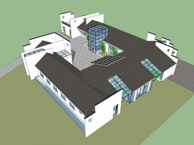 SketchUp Business Model: Multi-Story Clubhouse, Inn, and Chinese-Style Homestay