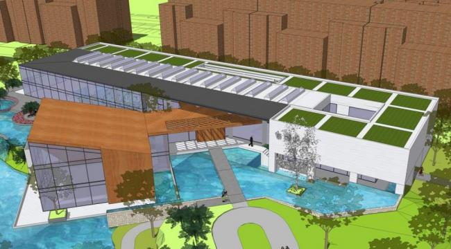 SketchUp Business Model: Xi'an Baihua Forest Residential Clubhouse, Multi-Story Sales Office & Marketing Center in Modern Style