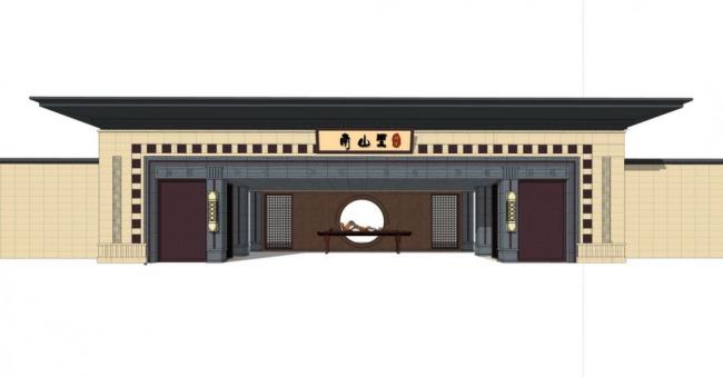 SketchUp Material Models: Entrance Gates in New Chinese and New Asian Styles